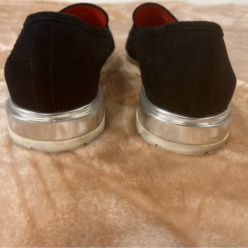 Black Suede womens Loafers EU 38.5 US 8.5 Italy comfy designer slip on luxury - Picture 11 of 16